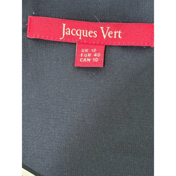 Jacques Vert Women's Size 10 Blouse Navy Blue Short Sleeve Top Floral Embroidery - Picture 4 of 9